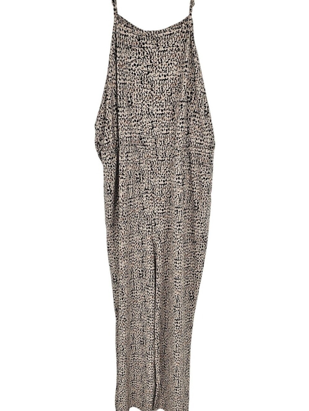 Maurices Womens XL Sleeveless Jumpsuit Lightweight Abstract Spotted Print Cream